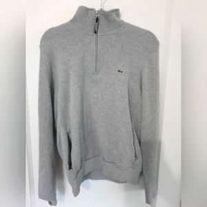 Authentic LaCoste gray zip up pullover. Like new. Slim size 4/medium, mens.
